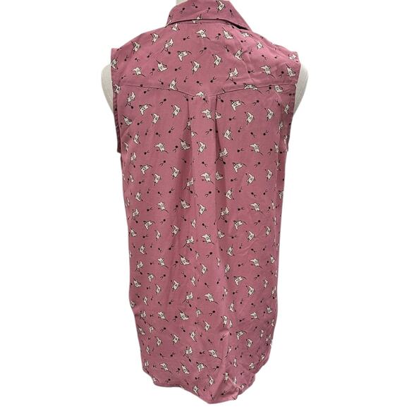 90s Desert West By Sherry Holt Novelty Print Button Down Top - Picture 4 of 7